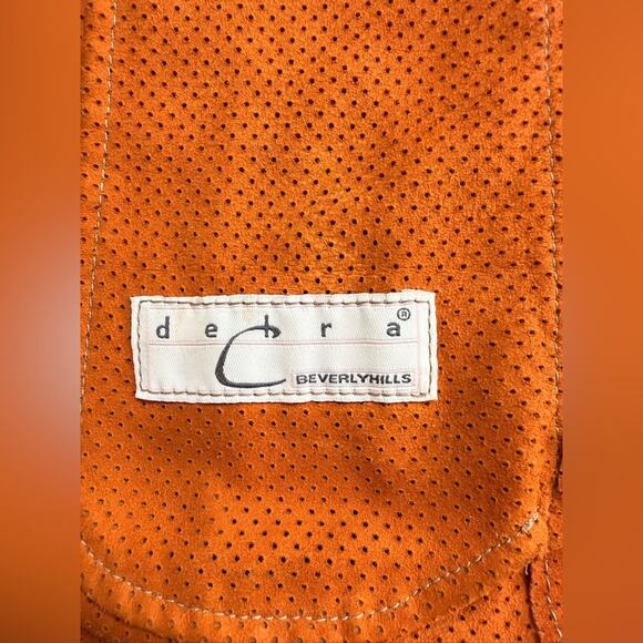 Vintage Debra C Beverly Hills Orange Perforated Leather Jacket Italian Sz 44 (M) - Picture 12 of 12